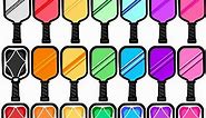 Pickle Ball Paddle Clip Art Paddles with Stripes and 3 Designs in Rainbow Colors