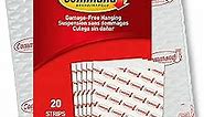 Command Large Refill Adhesive Strips, Damage Free Hanging Wall Adhesive Strips for Large Indoor Wall Hooks, No Tools Removable Adhesive Strips for Living Spaces, 20 White Command Strips