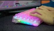 Pink transparent keyboard with RGB backlight, AULA F98 Pro, excellent performance, you worth it.