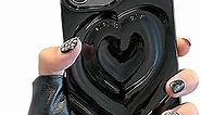 NITITOP Compatible for iPhone 12/12 Pro Case Cute Love Heart Fashion Soft Silicone 3D Heart Water Ripple Bling Glitter Shockproof Women Girls Case Cover-Black