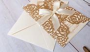 Picky Bride Gold Glitter Wedding Invitations with Envelopes