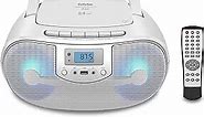 Gelielim CD Player Boombox, FM Radio with Bluetooth, Remote Control, Portable CD Players for Home with Headphone, Mic Jack, Disco Light Support CD-R/RW/MP3, USB, Gifts for Grandparent
