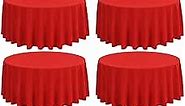 8 Pack Red Round Tablecloth 90 Inch Circle Polyester Table Cloth, Washable Fabric Stain and Wrinkle Resistant Table Cover Round Table Clothes for Wedding Parties Banquet Reception Gift Table