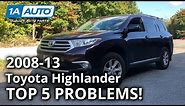Top 5 Problems Toyota Highlander SUV 2nd Generation 2008-13