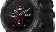 Garmin fenix 5X Plus, Ultimate Multisport GPS Smartwatch, Features Color Topo Maps and Pulse Ox, Heart Rate Monitoring, Music and Contactless Payment, Black with Black Band
