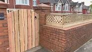 Rustic gate and trellis How did we get this look? Find out below ⬇️ —————————————————We replaced the old gate with a new made to measure, waney edge rustic gate. For this we used 4x2 to ledge and brace the gate, waney edge boards, rounded the top and used black ironmongery.The trellis was fitted on top of the wall using 4x1 as a kick, diamond trellis panels and 3x1 frame on top to tie it in. What do you think?arkgardenservices.co.uk#garden #refurb #gate #gardengate #trellis #fenceonawall #stylis