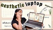 how to make your laptop AESTHETIC af ✨| windows 10 customization, laptop organization using canva