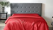 THXSILK Silk Duvet Cover, 100% 7A+ Mulberry Silk Comforter Cover, Seamless, Breathable, Easy Care Zipper Closure, 1 Duvet Cover Only - King, Red