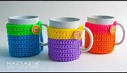 How to Crochet a Mug Cozy with Attached Bottom Coaster Tutorial and Pattern for Easy and Quick Gifts