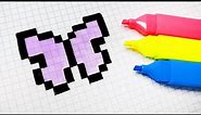 Handmade Pixel Art - How to draw a Butterfly #pixelart