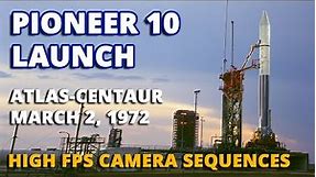 Pioneer 10 Launch - High Frame Rate Cameras, Real Speed, Atlas-Centaur Rocket, Space Probe, NASA