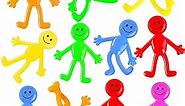 POPLAY 60PCS Smiley Face Bendable Man, Stretchy Figures Party Favors Gooey Bendy Fidget Toys for Stress Relief Goodie Bags Stocking Stuffer Piñata Fillers