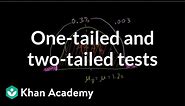 One-tailed and two-tailed tests | Inferential statistics | Probability and Statistics | Khan Academy