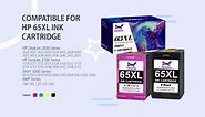 65XL Ink Cartridges for HP Ink 65 for DeskJet 3755 3700 3752 3772 2600 2622 2652 2655 2640 Envy 5000 5055 5052 5014 5010 5070 AMP 100 120 130 Printers (3 Pack)