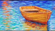Boat Reflections on Water Acrylic Painting LIVE Tutorial