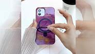 NiuniuCase for iPhone 11 Case Marble Pattern Style Design with Metal Ring Holder TPU Stylish Protective Case Compatible with MagSafe Phone Case for Women Men, Marble Purple Blue