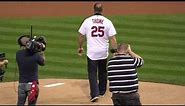 Jim Thome throws out the first pitch in game 7 of the 2016 World Series