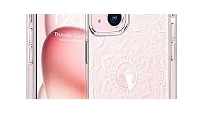bicol Compatible with iPhone 15 Case,Crystal Clear Cover with Fashionable Designs for Girls Women,Slim Fit Shockproof Protective Acrylic Phone Case 6.1 inch,Henna