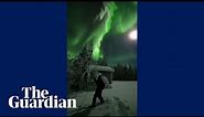 Spectacular northern lights display in Finland captures by skier