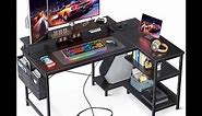 ODK L Shaped Computer Desk with USB Charging Port & Power Outlet