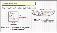 Converting units of area mm squared to m squared