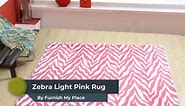 Zebra Light Pink Area Rug, Animal Print Area Rug, Indoor Rug, Runner Rug, Animal Inspired with Zebra Design Area Rug, Perfect for Living Room, 3' x 4' Rectangle