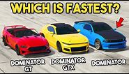 GTA 5 ONLINE - DOMINATOR GT VS DOMINATOR GTX VS DOMINATOR (WHICH IS FASTEST DOMINATOR?)