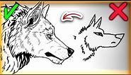 HOW TO DRAW WOLF SIDE FACE Step by Step For Beginners