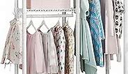 Ulif F1 Garment Rack for Kids, Baby, Students, and Children's Room, 4 Tiers Freestanding and Portable Heavy Duty Closets, Small Metal Clothes Rack with 2 Hanging Rod, 31.2”W x 11.8”D x 48”H, White