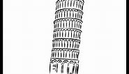 Leaning Tower of Pisa Coloring Page, Free Printable, Dotted Font