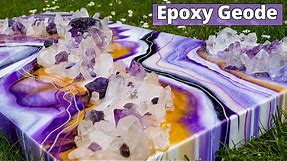 DIY Epoxy Geode Wall Art with Real Amethyst and Quartz Crystals