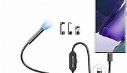 DEPSTECH 5.0MP USB Endoscope, Type-C UHD Inspection Camera, 8.5mm Scope Camera with IP67 Waterproof Borescope Cable, 6 Adjustable LED, Compatible with Android(OTG) Phone, Windows, MacBook PC -16.5ft