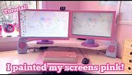 I PAINTED MY COMPUTER SCREENS PINK! | kawaii pink Gamer girl DIY tutorial | OhSoKawaiiXoxo