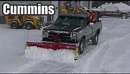 Snowplowing 92 Dodge Cummins 2500 with Western Plow Moving Some Snow