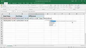 Excel Formula for Time Elapsed in Days, Hours and Minutes