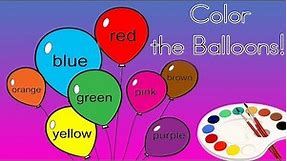 Color the Balloons Coloring For Children Learn Color the Ballons