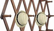 WEBI Accordion Wall Hanger,Expandable Wooden Coat Rack Wall Mounted,Hat Rack for Wall,Accordion Hook Rack for Hats,Caps,16 Peg Hooks,Walnut Color