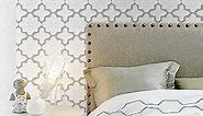 17.7" x 118" Gray and White Wallpaper Peel and Stick Wallpaper Trellis Contact Paper Geometric Self Adhesive Wallpaper Removable Wallpaper Thickening Waterproof Wallpaper for Livingroom Decor