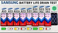 Samsung Battery Life Drain Test in 2023 - A53 vs A33 vs A52s vs A73/S21/S21 Ultra/S22 Plus/S22 Ultra
