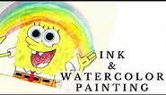 Spongebob Imagination | Ink & Watercolor Time Lapse | Speedpaint | Meme Series #0004