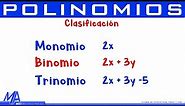 Clasificación de las expresiones algebraicas | Monomio, Binomio, Trinomio