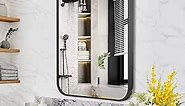 Black Vanity Bathroom Mirror for Over Sink,Wall Mounted Small Rectangle Mirror for Bedroom,Living Room,Farmhouse,Horizontally Or Vertically Hanging Mirrors of Home-12 * 16in