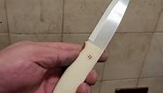 Bushcraft knife with Elmax 3.8 mm. 110 mm of blade ivory micarta red linners. outdoor survival knife