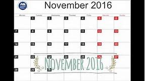 November 2016 Calendar Printable