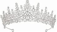 SWEETV Crystal Wedding Tiara for Women,Royal Queen Crown,Rhinestone Princess Tiara Hair Accessories for Quinceanera Pageant Prom Birthday,Audrey,Silver