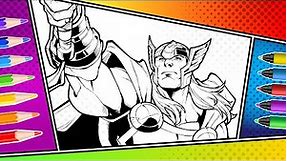 Coloring Thor God of Thunder, The Strongest Avenger | Coloring Page with Markers | Coloring for Kids