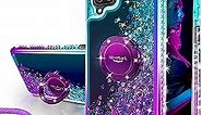 Silverback for Galaxy A12 Case with Ring Kickstand, Women Girls Bling Holographic Sparkle Glitter Cute Cover, Diamond Ring Protective Phone Case for Samsung Galaxy A12-Purple