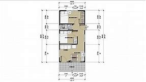 Narrow Small House Floor Plan Low Budget 2 Bedroom (4x8m/13x26ft) 32Sqm/344SqFt No.03