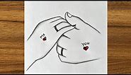 Romantic couple holding hands drawing || Valentine day drawing || Easy drawing ideas for beginners