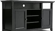 SIMPLIHOME Amherst SOLID WOOD Universal TV Media Stand, 54 Inch Wide, Transitional, Living Room Entertainment Center, Storage Cabinet and Shelves, For Flat Screen TVs up to 60 Inches in Black
